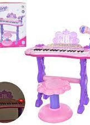 Детское пианино-синтезатор с микрофоном 6653 на ножках со стул...