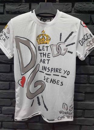 Футболка DOLCE&GABBANA; KING White мужская футболка D&G; дольч...