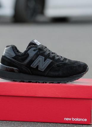 Зимові Кросівки New Balance 574 Black / Нью Беланс 574 Чорні Х...