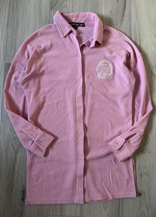 Рубашка playboy удлиненная розовая рубашка вафельная