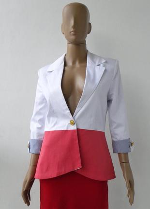 Легкий комбинированный бело-розовый пиджак 48 размер (42 еврор...