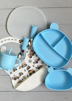 Детскиий набор посуды из силикона Мишки BPR img_e9192 голубой ...