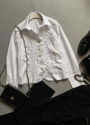 Белая блуза, рубашка, atelier, с рюшами,