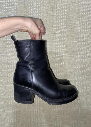Ботинки женские черные кожаные, ботинки на устойчивом каблуке