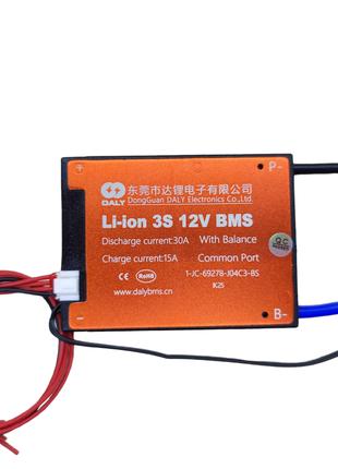 Плата защиты Li-Ion аккумулятора Daly BMS 3S 12 вольт 30A