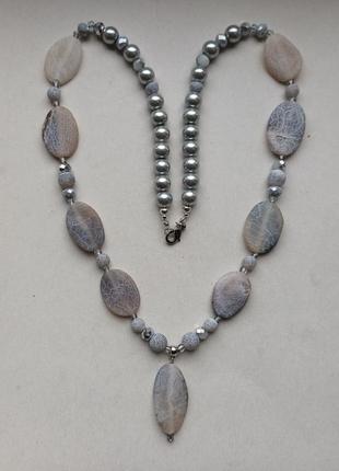 Африканский агат ожерелье колье с кулоном натуральный камень