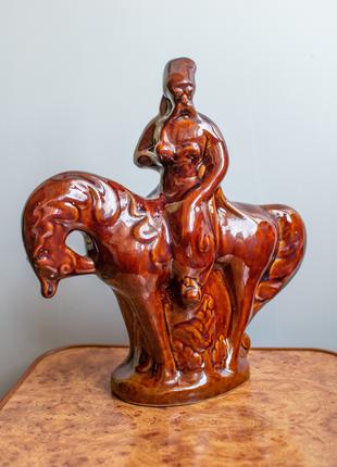 Статуетка керамічна козак на коні ,часів СРСР.