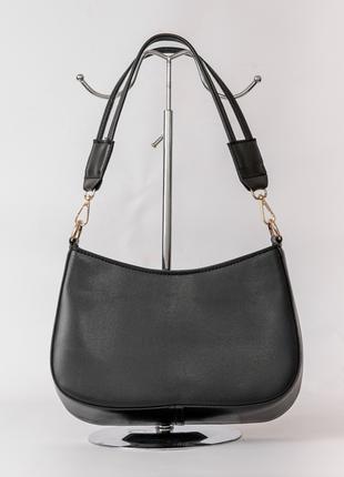 Женская сумка черная сумка с декором сумка на широком ремне
