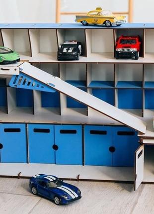 Детская деревянная самосборная парковка для машинок с гаражами...