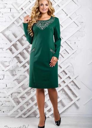 Платье женское зеленое большого размера для полных