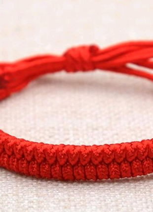 Широкий червоний браслет Тибетський на вдачу оберіг Красный брасл