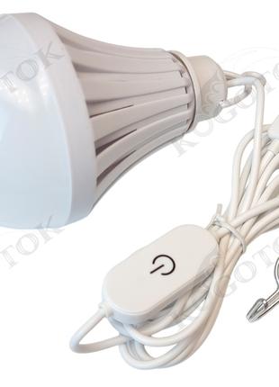 LED лампа белый свет 9W USB со шнуром 2 метра с димером. Работ...