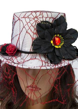Шляпа стимпанк викторианская готика белая с красным 11462 маск...