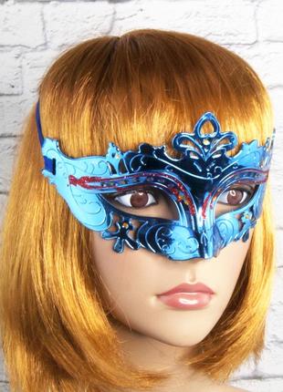 Венеціанська маска карнавальна жіноча луїза синя