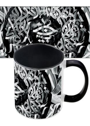 Чашка с принтом 65703 каллиграфия #3 черная