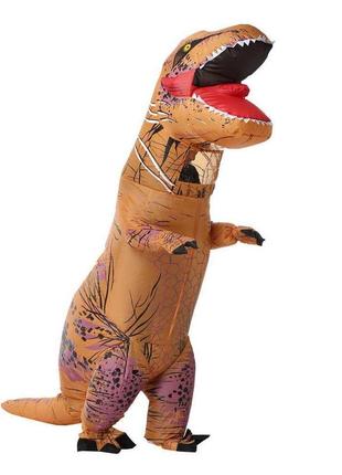 Надувной костюм тираннозавр коричневый