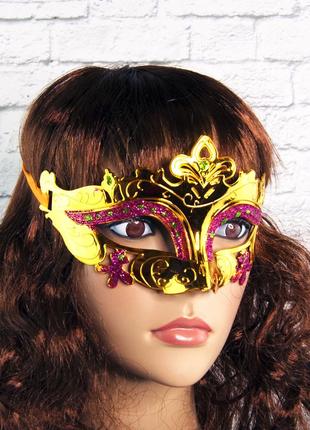 Венеціанська маска карнавальна жіноча луїза золота