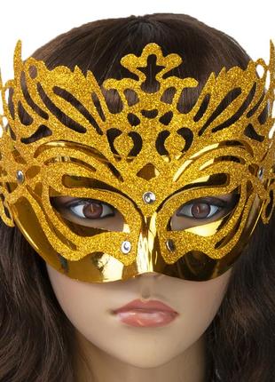 Венецианская маска карнавальная женская изабелла золото