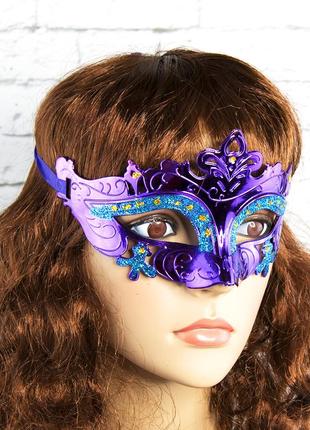 Венеціанська маска карнавальна жіноча луїза фіолетова