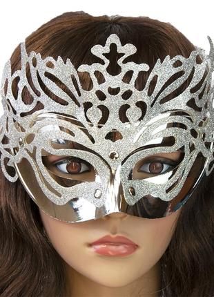 Венецианская маска карнавальная женская изабелла серебро