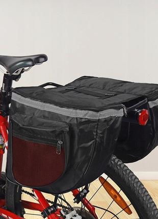 Велосипедная сумка на багажник велоштаны 28 литров retoo черны...