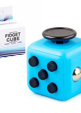 Кубик антистресс fidget cube голубой c черным