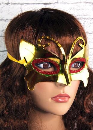 Венецианская маска карнавальная женская бабочка золото