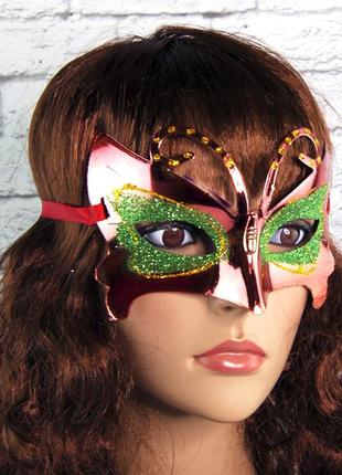 Венецианская маска карнавальная женская бабочка красная
