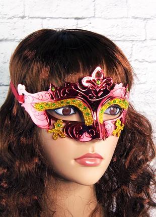 Венецианская маска карнавальная женская луиза красная