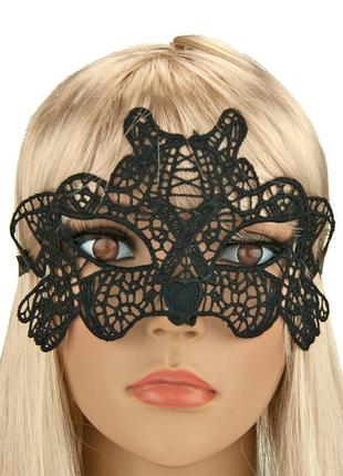 Кружевная маска карнавальная загадка кабаре черная