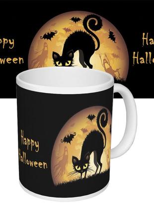 Чашка с принтом 63601 happy halloween кошка