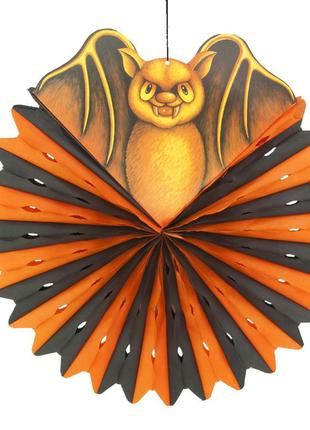 Декор подвесной летучая мышь вампир черно-оранжевая