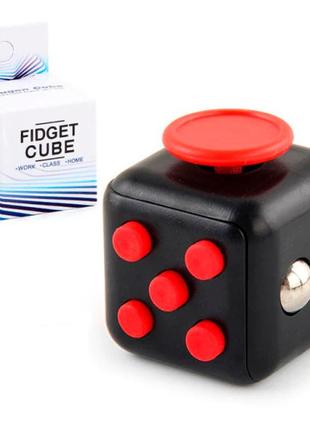 Кубик антистресс fidget cube черный с красным