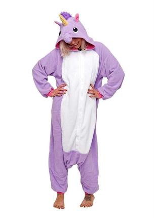 Пижама костюм кигуруми единорог фиолетовый xl