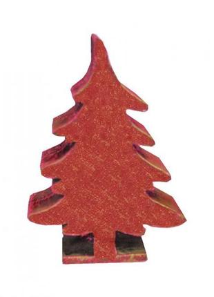 Деревянный декор елка красная на подставке