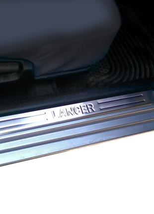 Накладки на пороги OmsaLine (4 шт, нерж) для Mitsubishi Lancer...