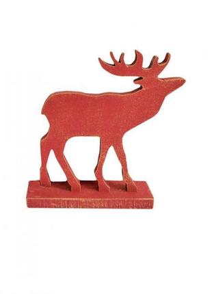Деревянная игрушка олень на подставке красный