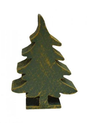 Деревянный декор елка зеленая на подставке