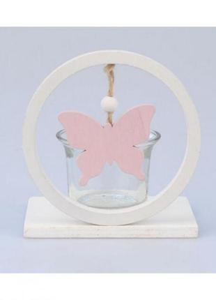 Декоративный подсвечник с бабочкой розовой