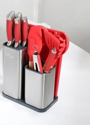 Ножи + кухонная утварь на подставке zepline zp 047 (17 предметов)