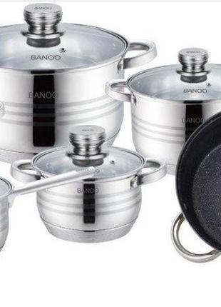 Набор посуды banoo из нержавеющей стали 12 предметов bn5001