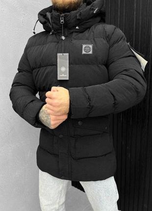 Зимова куртка stone island black вт7497