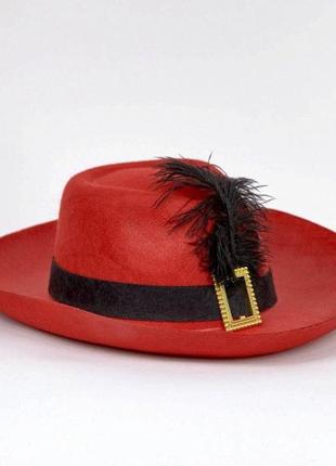 Шляпа "мушкетёр" s красная