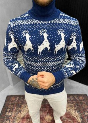 Новогодний свитер вязаный   deer sea/white вт4664
