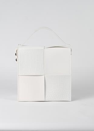 Жіноча сумка біла сумка плетена сумка квадратна сумка через плече