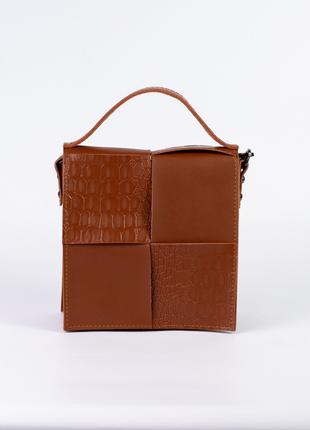 Жіноча сумка руда сумка плетена сумка квадратна сумка через плече