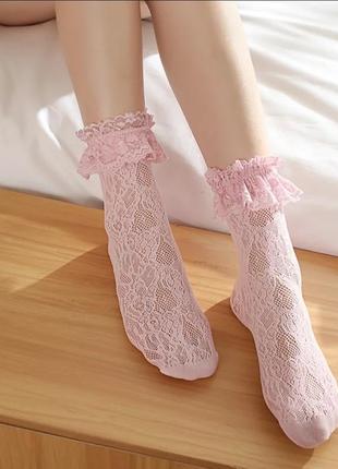 Носки кружево розовые лолита аниме