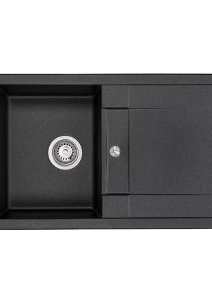 Мойка кухонная Granado Valencia Black shine с крылом слева