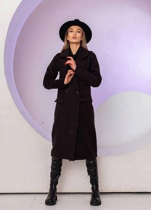 Женское пальто из кашемира цвет черный р.42/44 448929