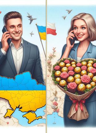 Замовлення і доставка букетів квітів солодощів подарунків Польща
